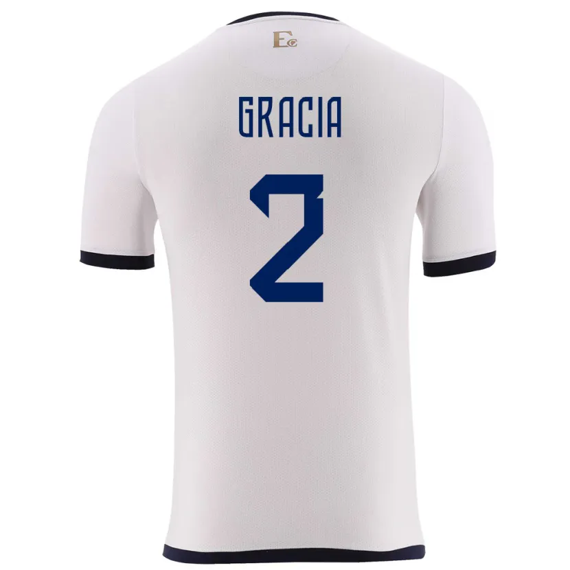 Danxen Heren Ecuador Ericka Gracia #2 Wit Uitshirt Uittenue 24-26 T-Shirt