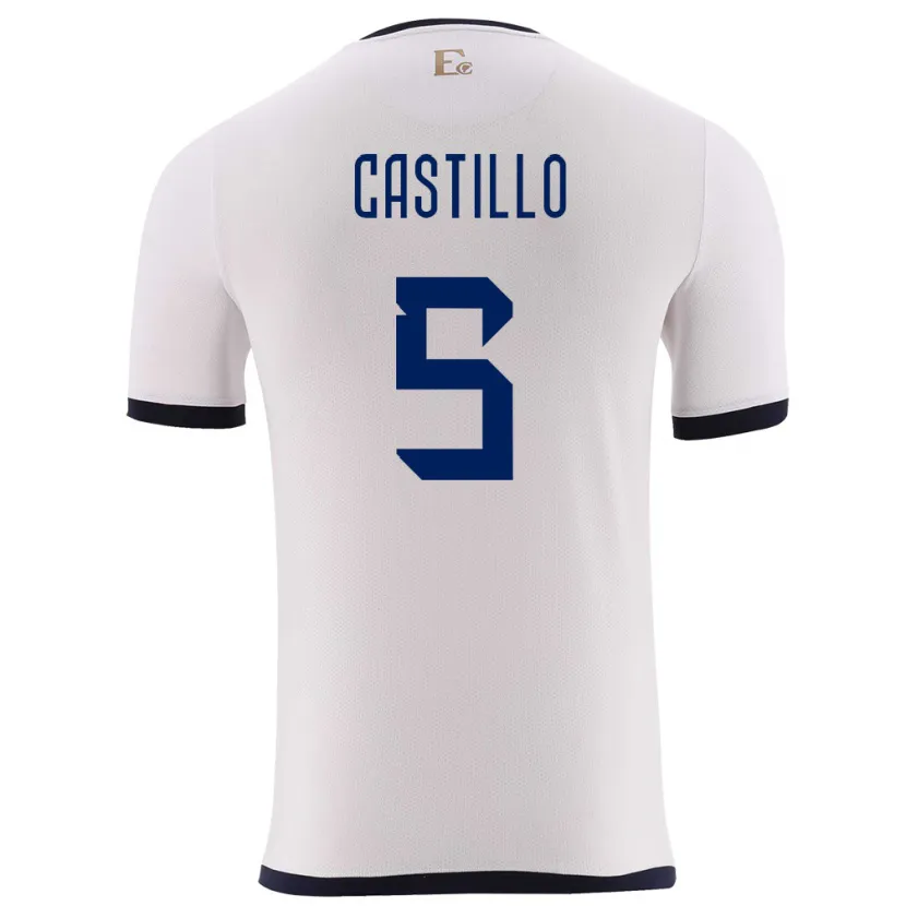 Danxen Heren Ecuador Denil Castillo #5 Wit Uitshirt Uittenue 24-26 T-Shirt