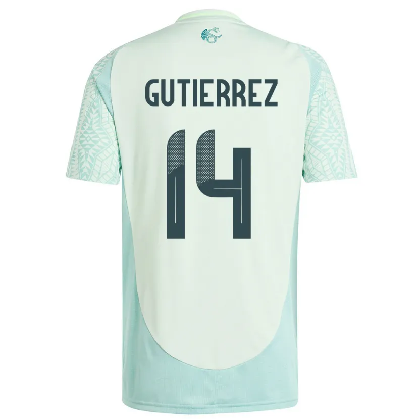 Danxen Heren Mexico Erick Gutierrez #14 Linnen Groen Uitshirt Uittenue 24-26 T-Shirt
