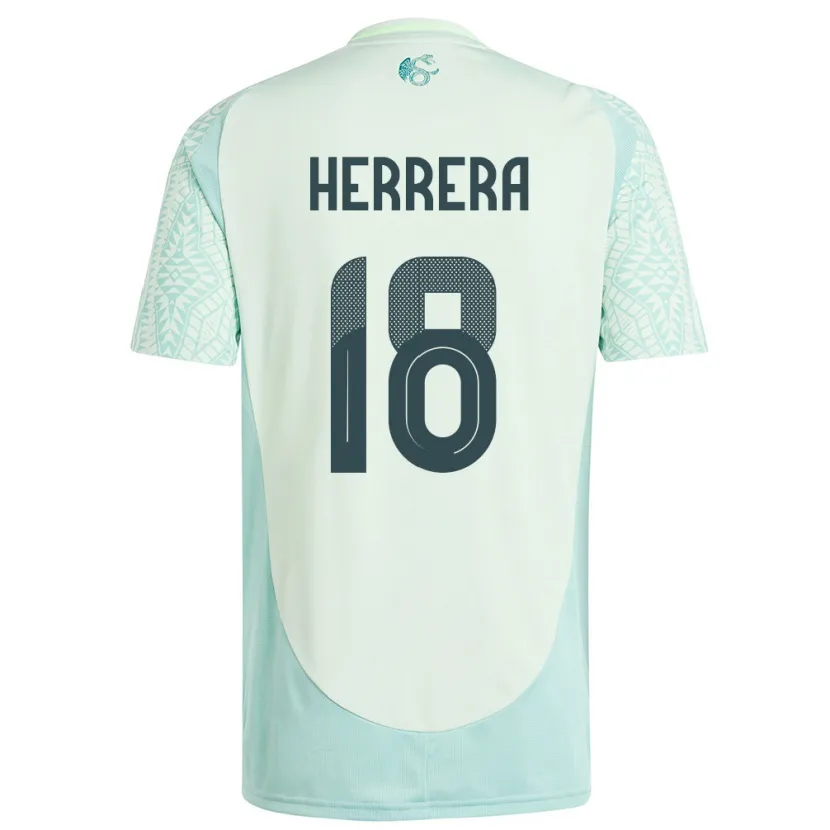 Danxen Heren Mexico Ozziel Herrera #18 Linnen Groen Uitshirt Uittenue 24-26 T-Shirt