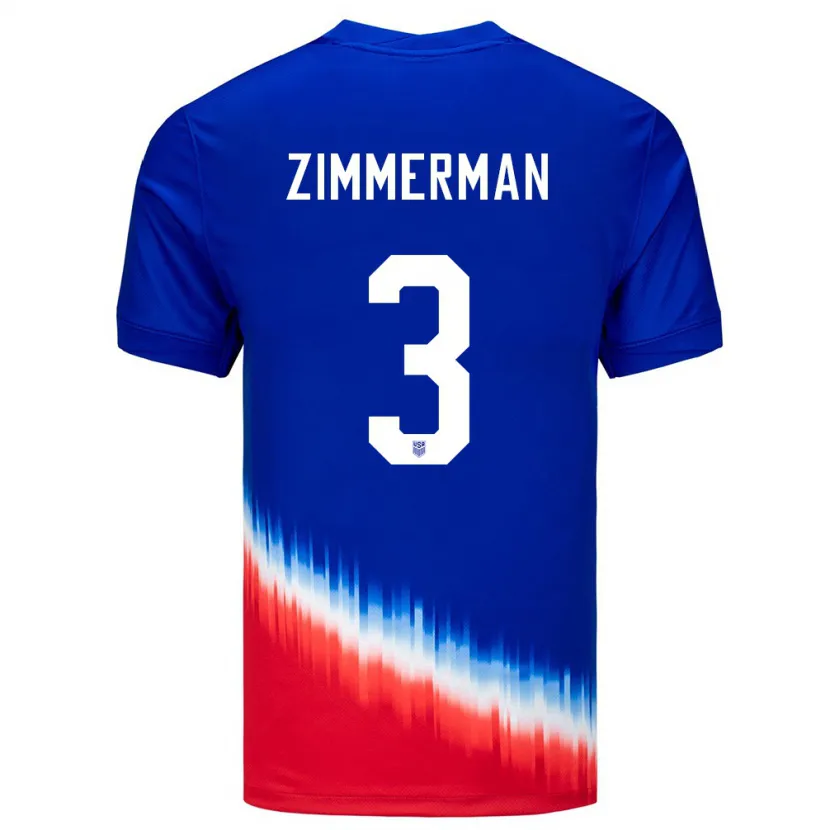Danxen Heren Verenigde Staten Walker Zimmerman #3 Blauw Uitshirt Uittenue 24-26 T-Shirt