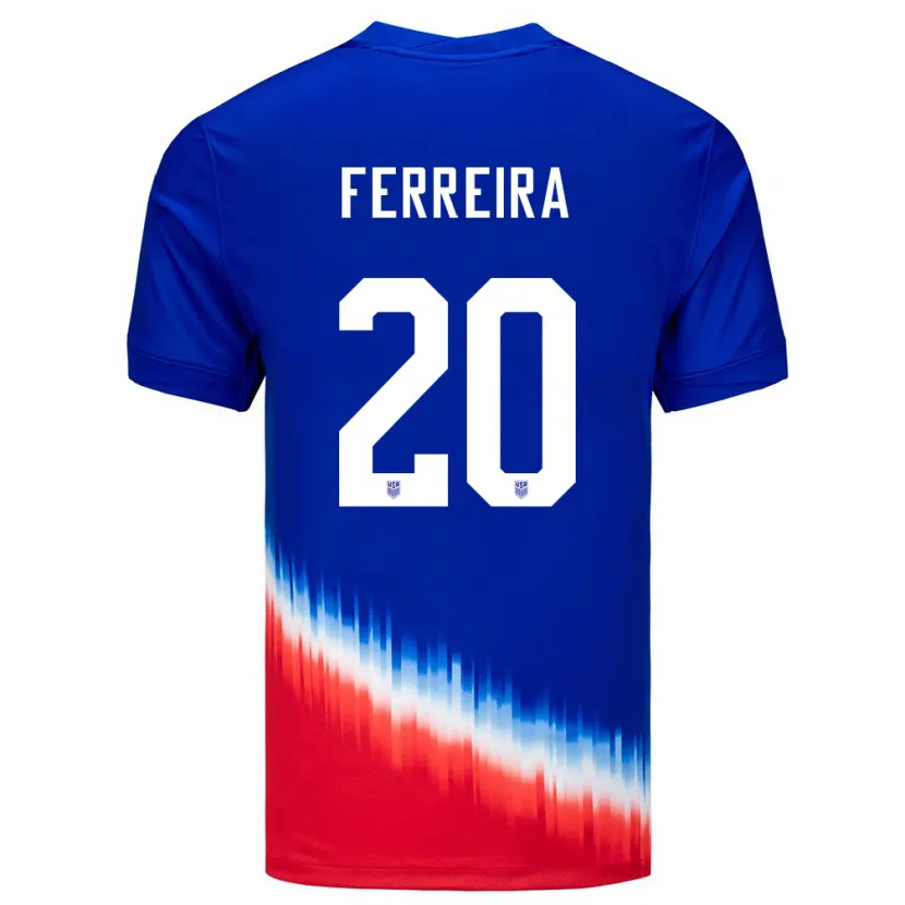 Danxen Heren Verenigde Staten Jesus Ferreira #20 Blauw Uitshirt Uittenue 24-26 T-Shirt