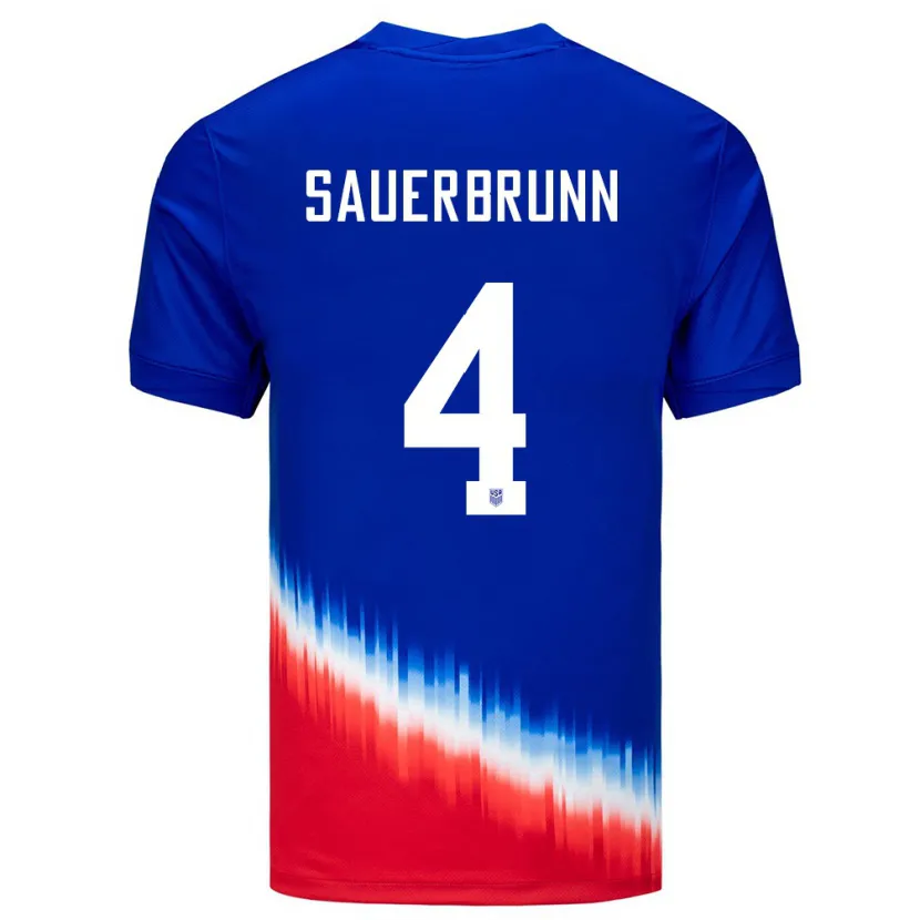 Danxen Heren Verenigde Staten Becky Sauerbrunn #4 Blauw Uitshirt Uittenue 24-26 T-Shirt