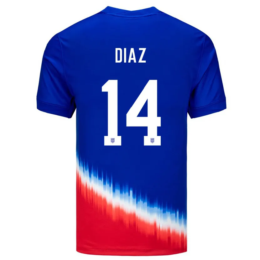 Danxen Heren Verenigde Staten Christian Diaz #14 Blauw Uitshirt Uittenue 24-26 T-Shirt