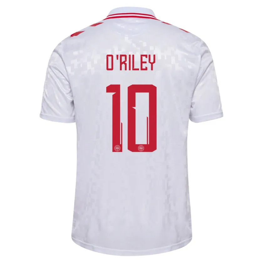 Danxen Heren Denemarken Matt O'riley #10 Wit Uitshirt Uittenue 24-26 T-Shirt