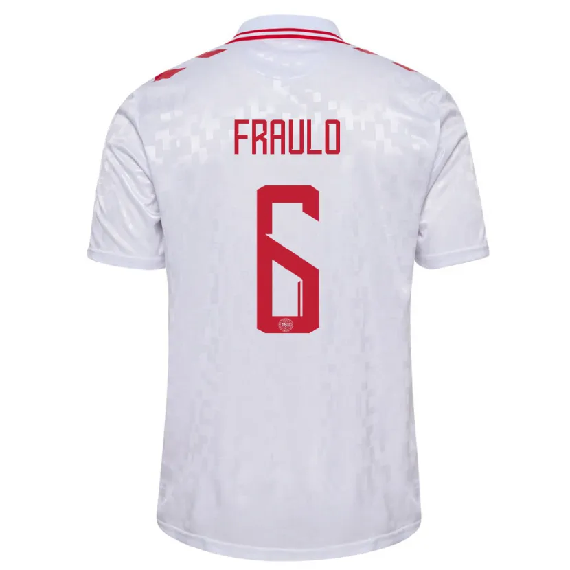 Danxen Heren Denemarken Oscar Fraulo #6 Wit Uitshirt Uittenue 24-26 T-Shirt