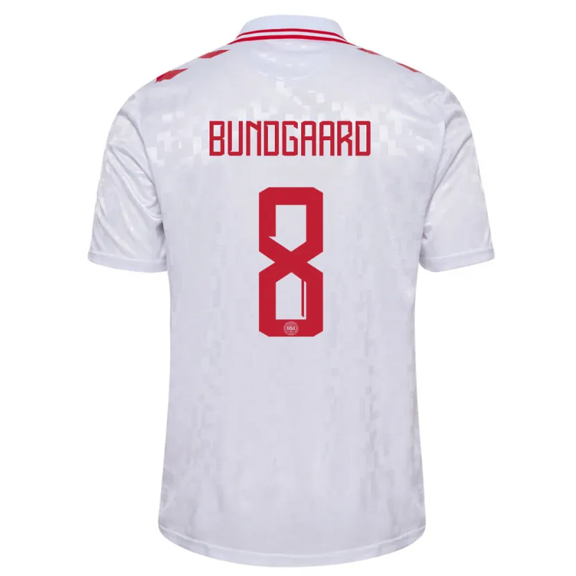 Danxen Heren Denemarken Filip Bundgaard #8 Wit Uitshirt Uittenue 24-26 T-Shirt