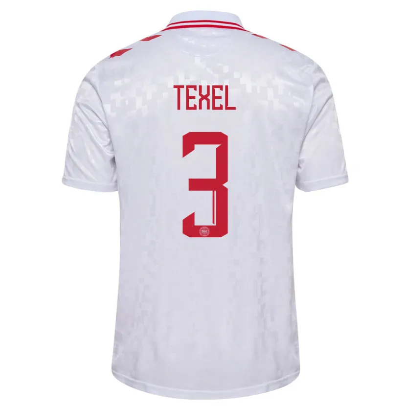 Danxen Heren Denemarken Pontus Texel #3 Wit Uitshirt Uittenue 24-26 T-Shirt