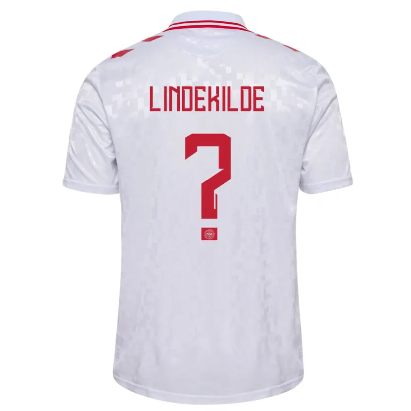 Danxen Heren Denemarken Jonatan Lindekilde #0 Wit Uitshirt Uittenue 24-26 T-Shirt