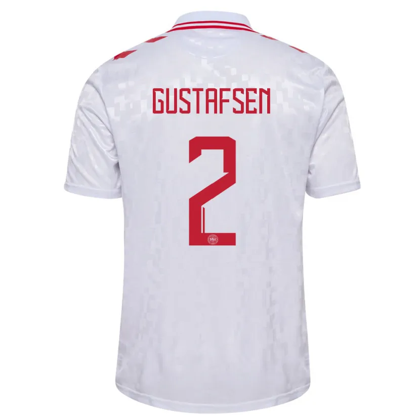 Danxen Heren Denemarken Victor Gustafsen #2 Wit Uitshirt Uittenue 24-26 T-Shirt