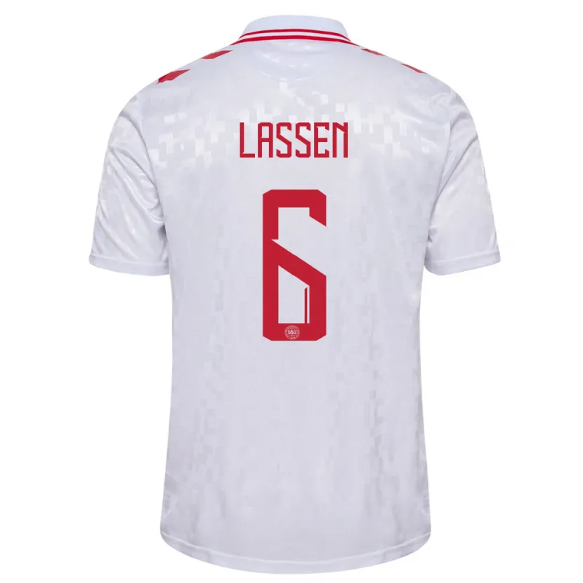 Danxen Heren Denemarken Noah Lassen #6 Wit Uitshirt Uittenue 24-26 T-Shirt