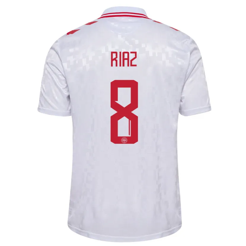 Danxen Heren Denemarken Danial Riaz #8 Wit Uitshirt Uittenue 24-26 T-Shirt