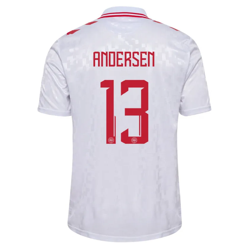 Danxen Heren Denemarken Frej Andersen #13 Wit Uitshirt Uittenue 24-26 T-Shirt