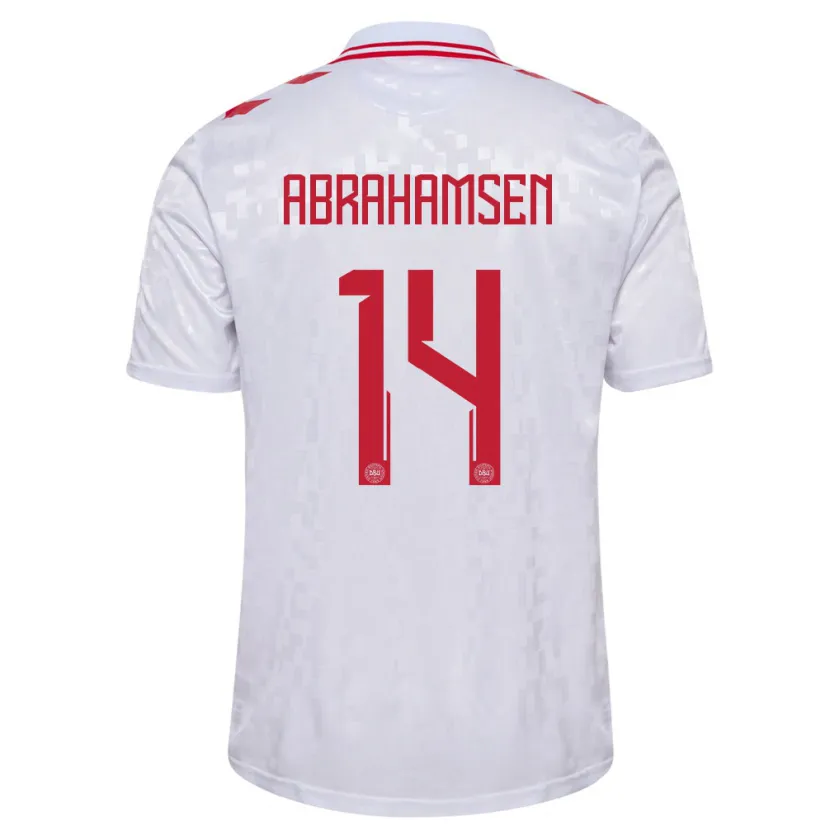 Danxen Heren Denemarken Mads Abrahamsen #14 Wit Uitshirt Uittenue 24-26 T-Shirt