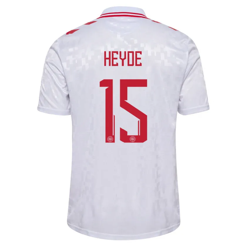 Danxen Heren Denemarken Malte Heyde #15 Wit Uitshirt Uittenue 24-26 T-Shirt
