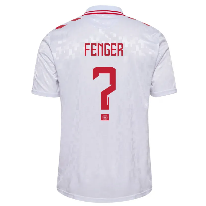 Danxen Heren Denemarken Oskar Fenger #0 Wit Uitshirt Uittenue 24-26 T-Shirt