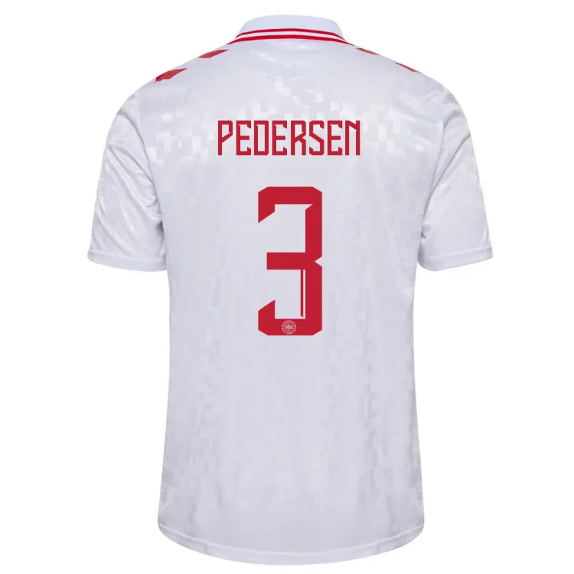 Danxen Heren Denemarken Stine Ballisager Pedersen #3 Wit Uitshirt Uittenue 24-26 T-Shirt