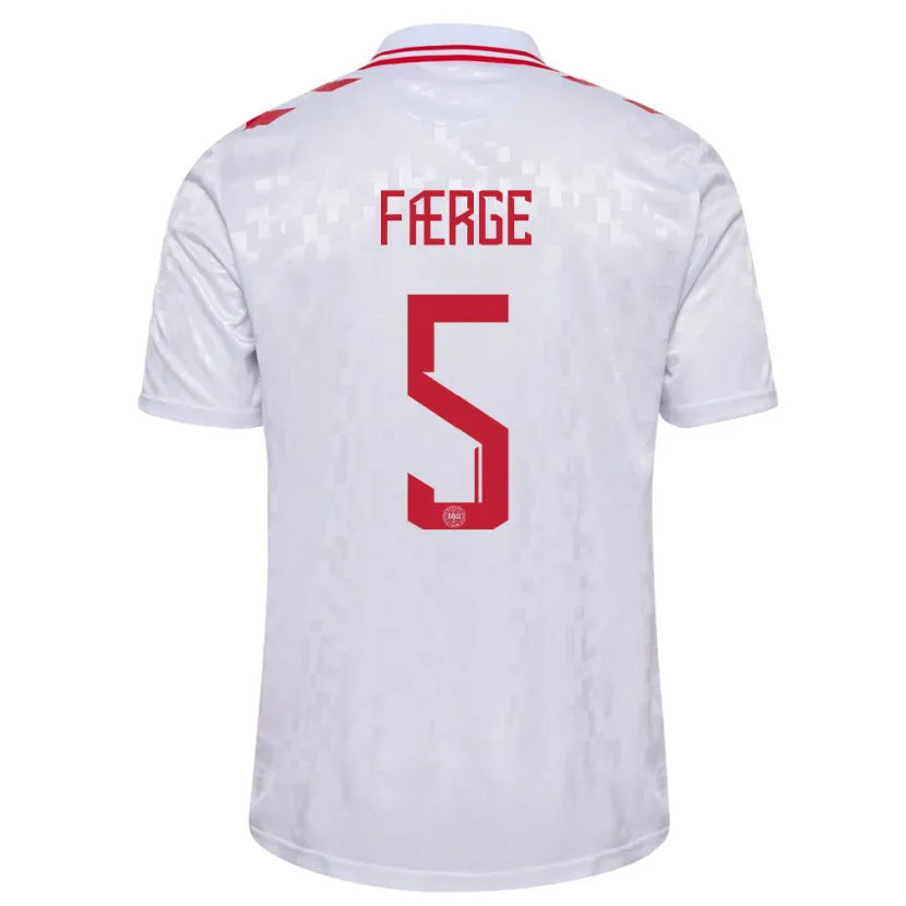 Danxen Heren Denemarken Emma Færge #5 Wit Uitshirt Uittenue 24-26 T-Shirt