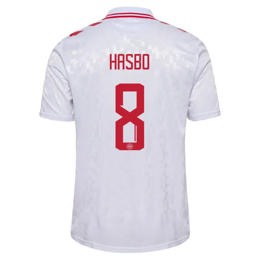 Danxen Heren Denemarken Josefine Hasbo #8 Wit Uitshirt Uittenue 24-26 T-Shirt