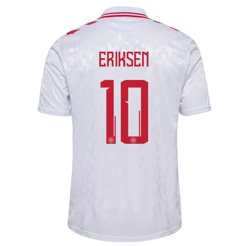 Danxen Heren Denemarken Christian Eriksen #10 Wit Uitshirt Uittenue 24-26 T-Shirt