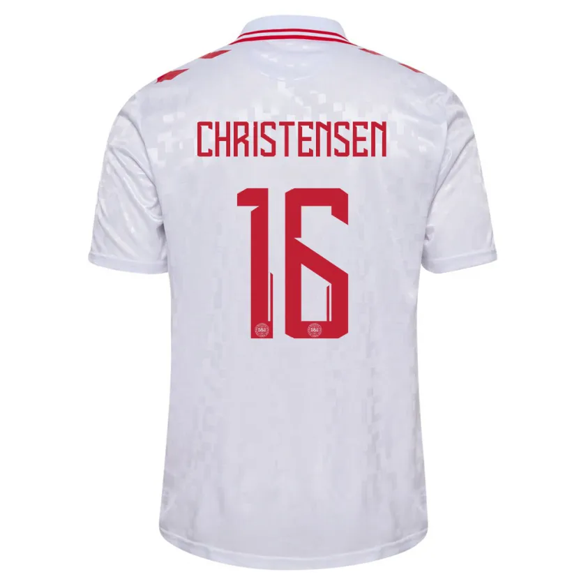 Danxen Heren Denemarken Oliver Christensen #16 Wit Uitshirt Uittenue 24-26 T-Shirt