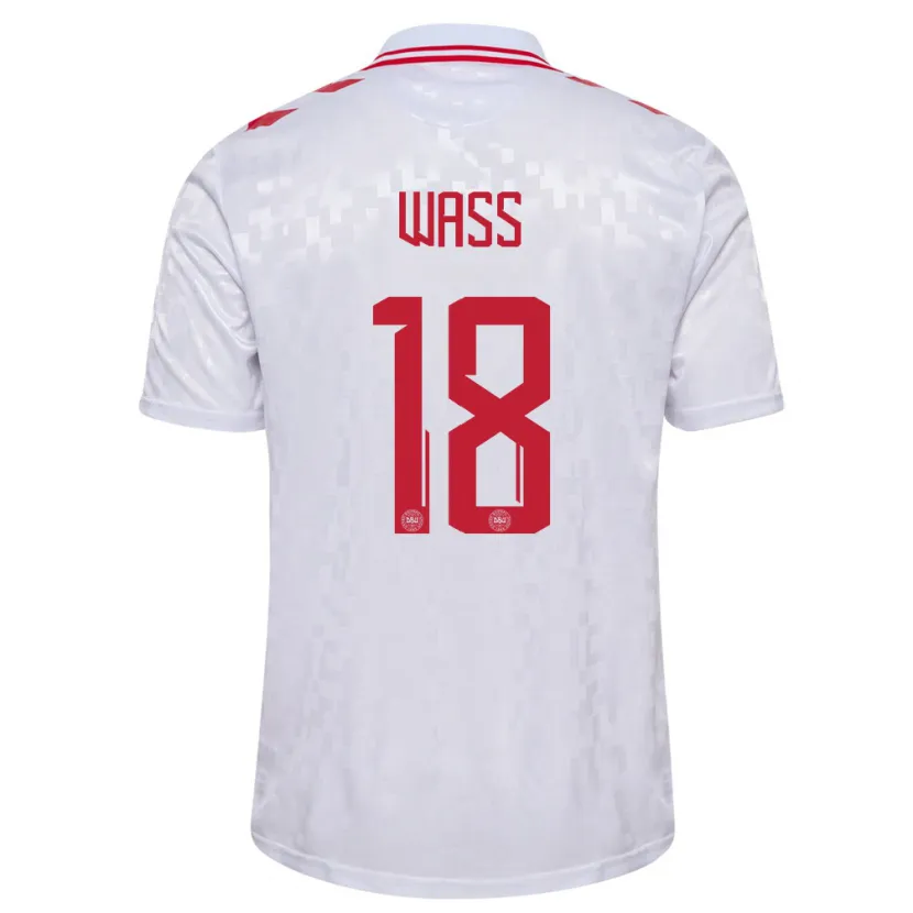 Danxen Heren Denemarken Daniel Wass #18 Wit Uitshirt Uittenue 24-26 T-Shirt