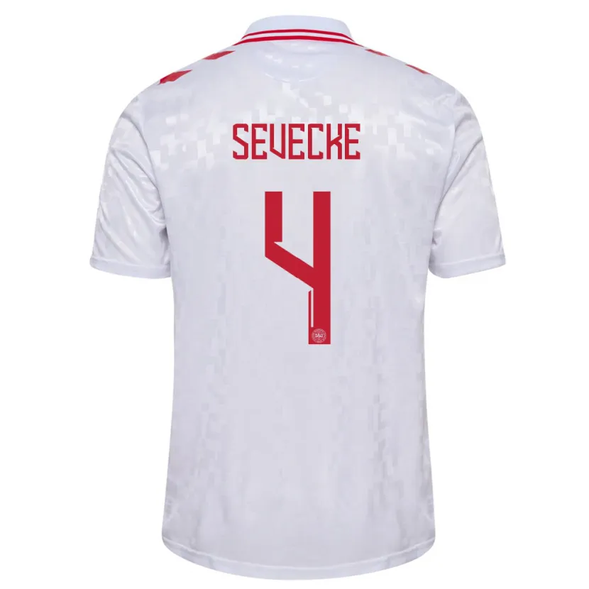 Danxen Heren Denemarken Rikke Sevecke #4 Wit Uitshirt Uittenue 24-26 T-Shirt