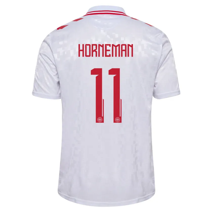 Danxen Heren Denemarken Charly Horneman #11 Wit Uitshirt Uittenue 24-26 T-Shirt