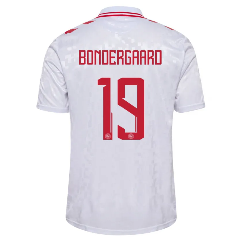 Danxen Heren Denemarken Asbjorn Bondergaard #19 Wit Uitshirt Uittenue 24-26 T-Shirt