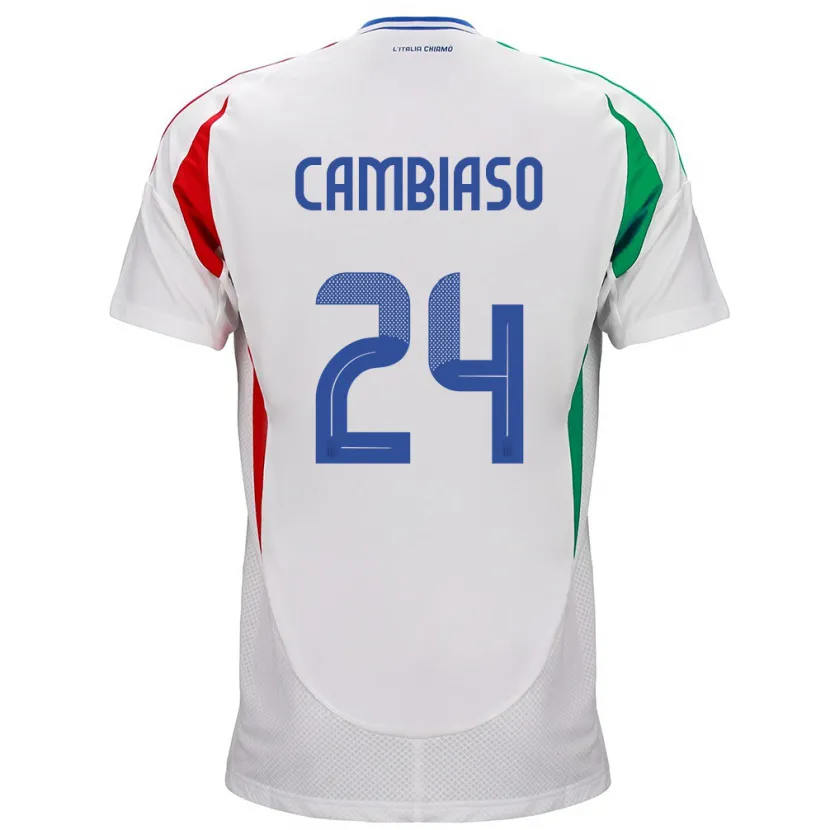 Danxen Heren Italië Andrea Cambiaso #24 Wit Uitshirt Uittenue 24-26 T-Shirt
