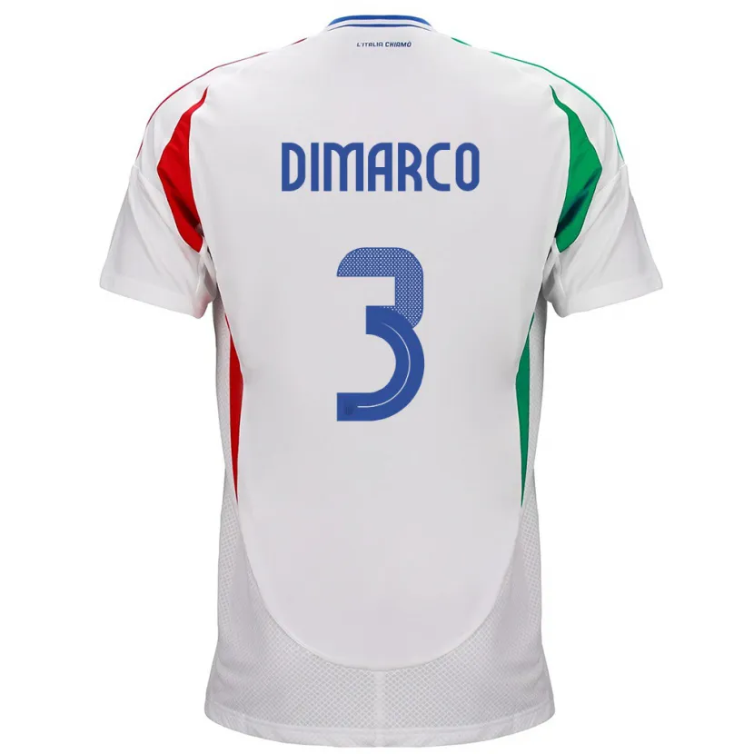 Danxen Heren Italië Federico Dimarco #3 Wit Uitshirt Uittenue 24-26 T-Shirt