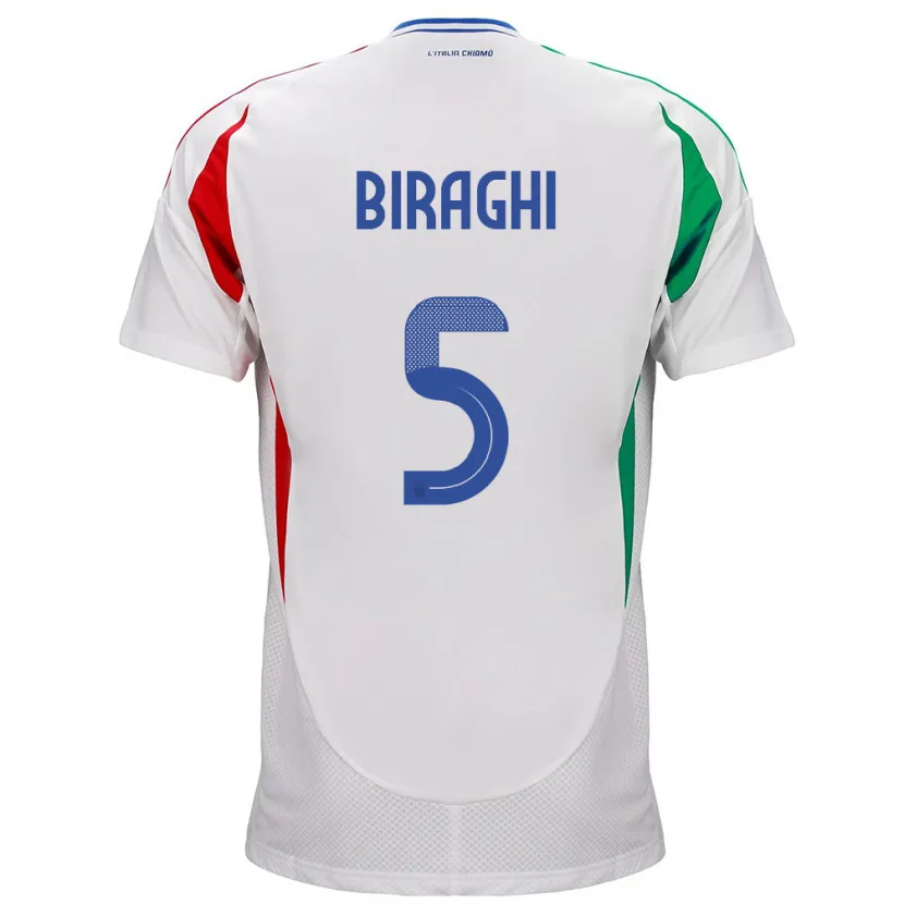 Danxen Heren Italië Cristiano Biraghi #5 Wit Uitshirt Uittenue 24-26 T-Shirt