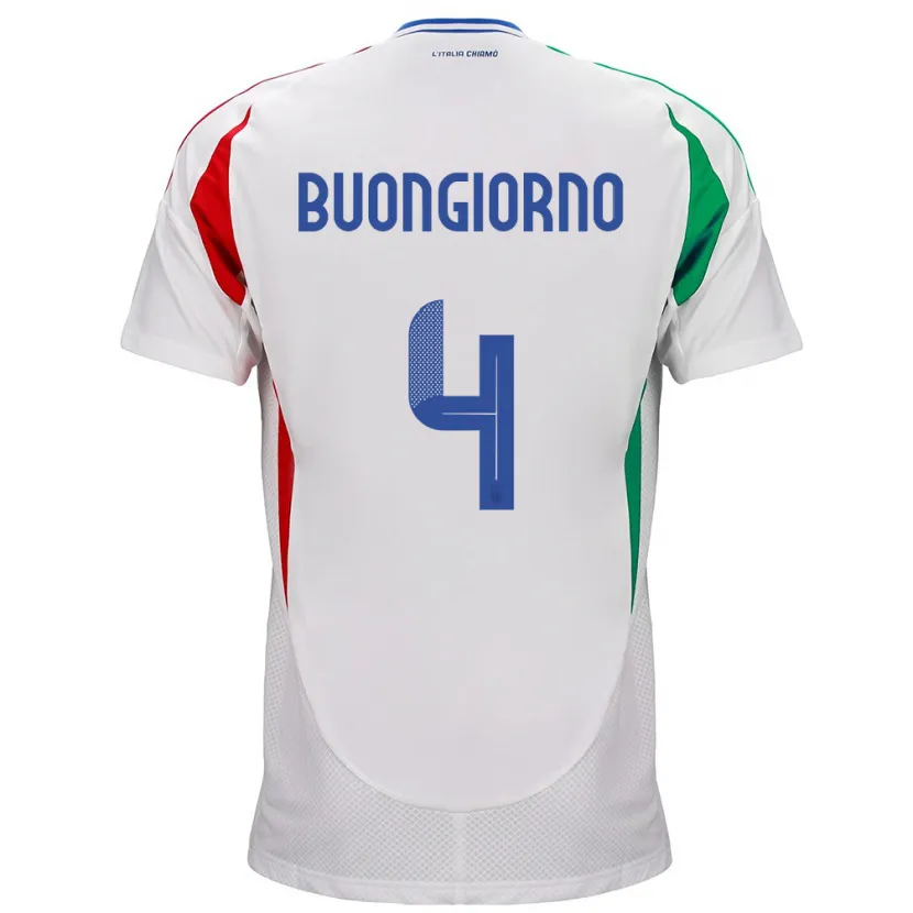 Danxen Heren Italië Alessandro Buongiorno #4 Wit Uitshirt Uittenue 24-26 T-Shirt