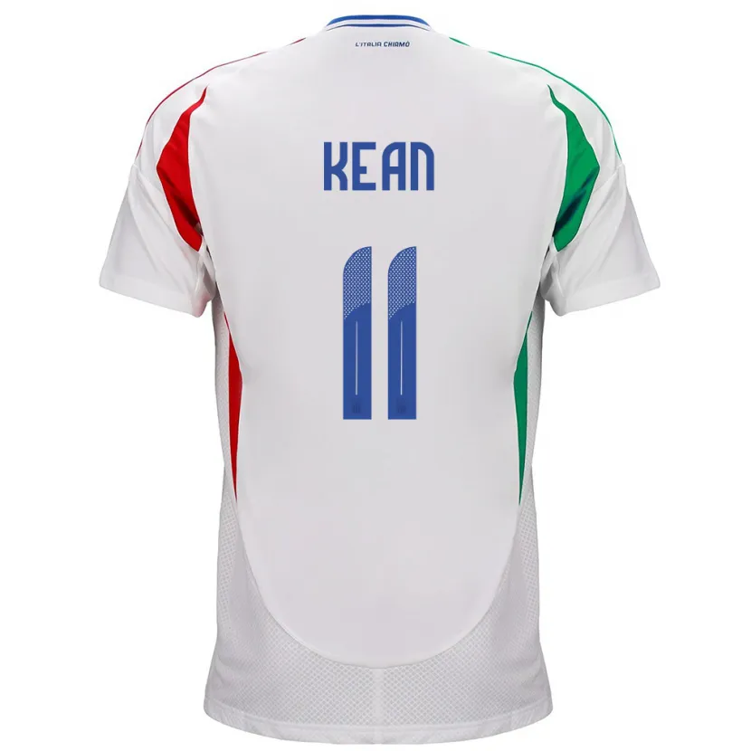 Danxen Heren Italië Moise Kean #11 Wit Uitshirt Uittenue 24-26 T-Shirt