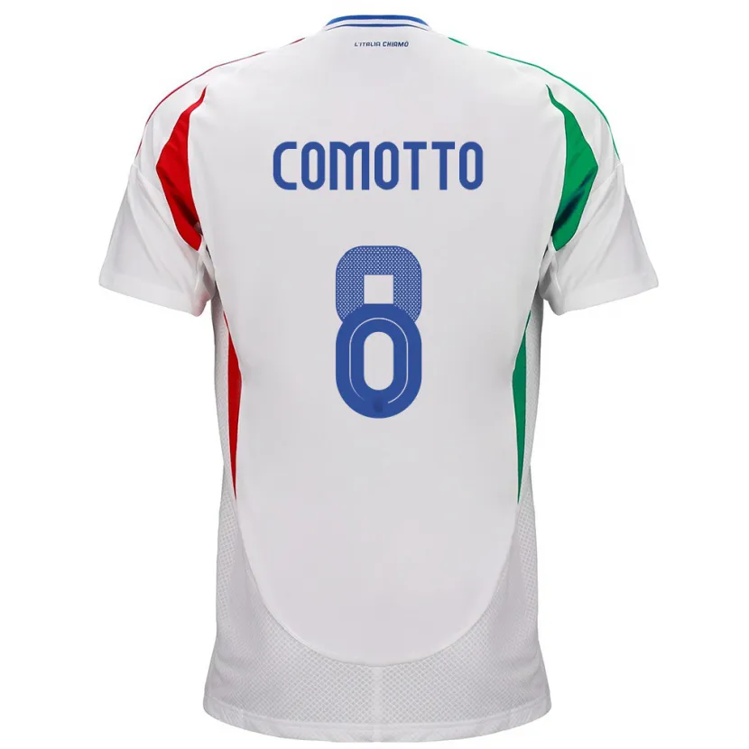 Danxen Heren Italië Christian Comotto #8 Wit Uitshirt Uittenue 24-26 T-Shirt
