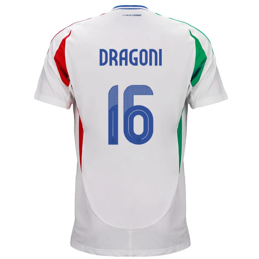 Danxen Heren Italië Giulia Dragoni #16 Wit Uitshirt Uittenue 24-26 T-Shirt