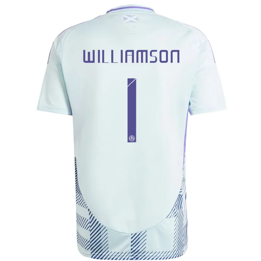 Danxen Heren Schotland Woody Williamson #1 Licht Mintblauw Uitshirt Uittenue 24-26 T-Shirt
