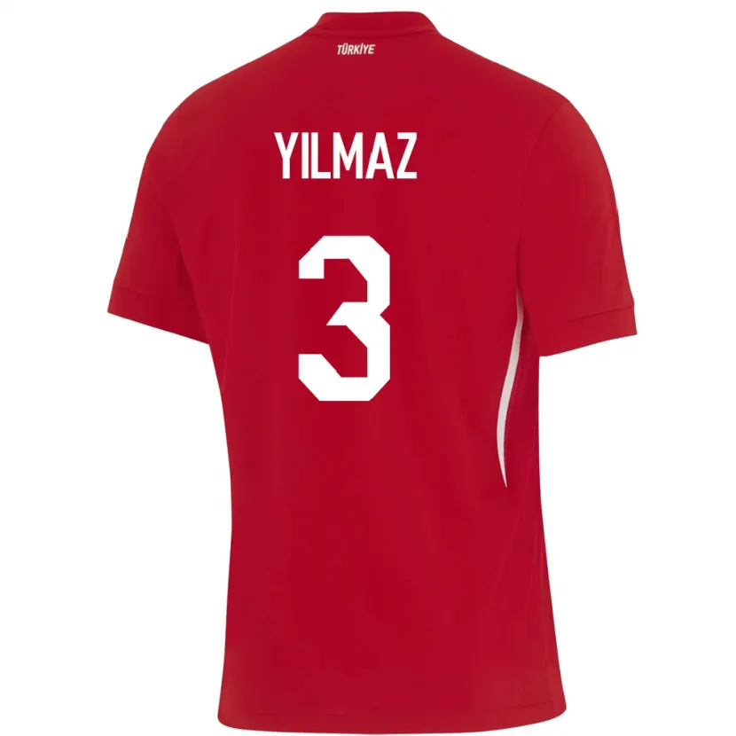 Danxen Heren Turkije Berkay Yılmaz #3 Rood Uitshirt Uittenue 24-26 T-Shirt