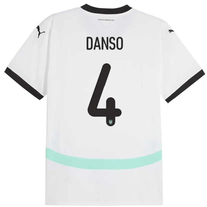 Danxen Heren Oostenrijk Kevin Danso #4 Wit Uitshirt Uittenue 24-26 T-Shirt