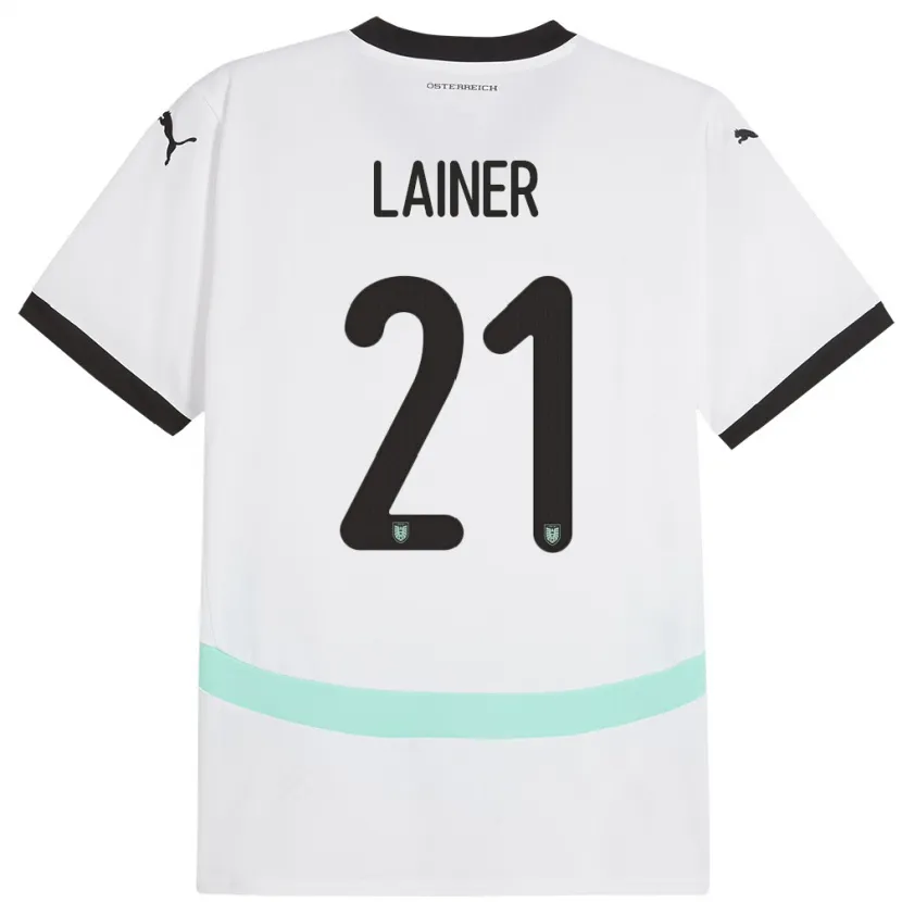 Danxen Heren Oostenrijk Stefan Lainer #21 Wit Uitshirt Uittenue 24-26 T-Shirt