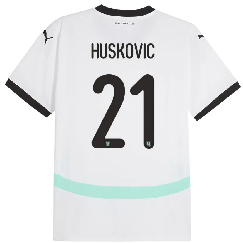 Danxen Heren Oostenrijk Muharem Huskovic #21 Wit Uitshirt Uittenue 24-26 T-Shirt