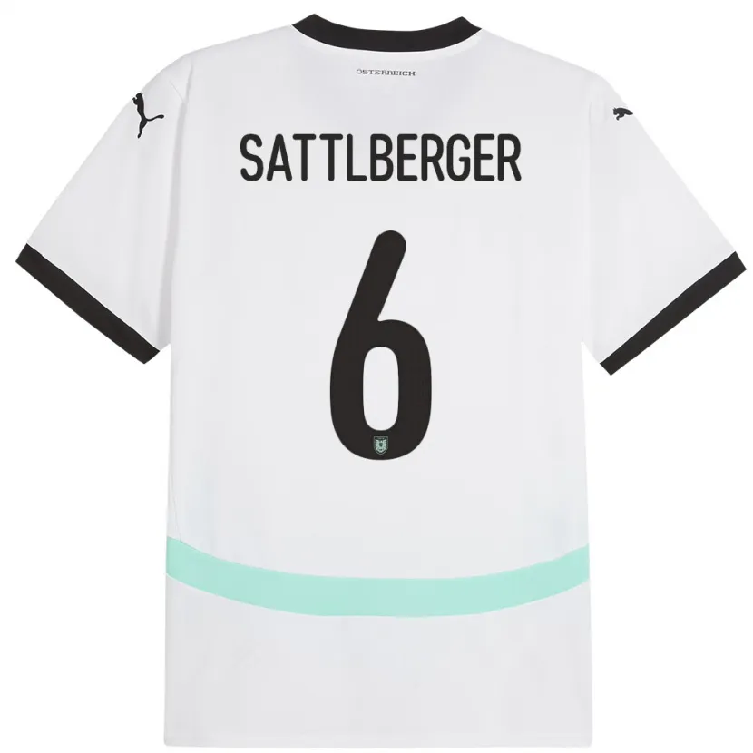Danxen Heren Oostenrijk Nikolas Sattlberger #6 Wit Uitshirt Uittenue 24-26 T-Shirt