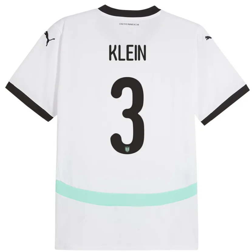 Danxen Heren Oostenrijk Jennifer Klein #3 Wit Uitshirt Uittenue 24-26 T-Shirt