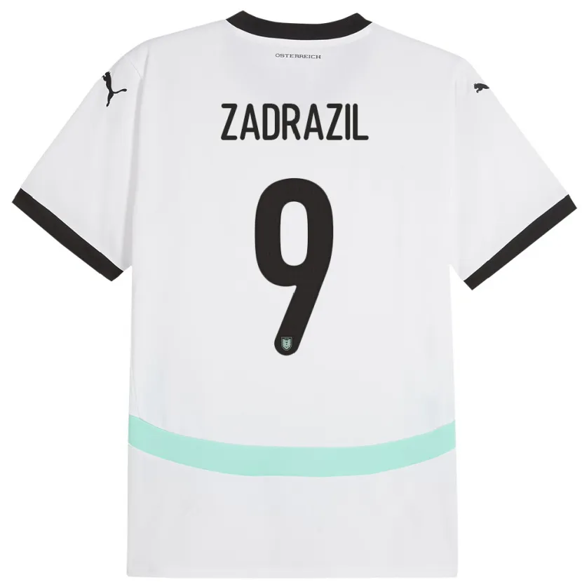 Danxen Heren Oostenrijk Sarah Zadrazil #9 Wit Uitshirt Uittenue 24-26 T-Shirt