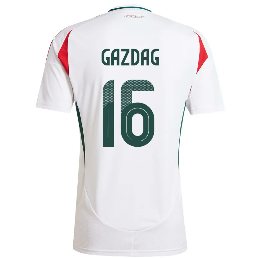 Danxen Heren Hongarije Dániel Gazdag #16 Wit Uitshirt Uittenue 24-26 T-Shirt