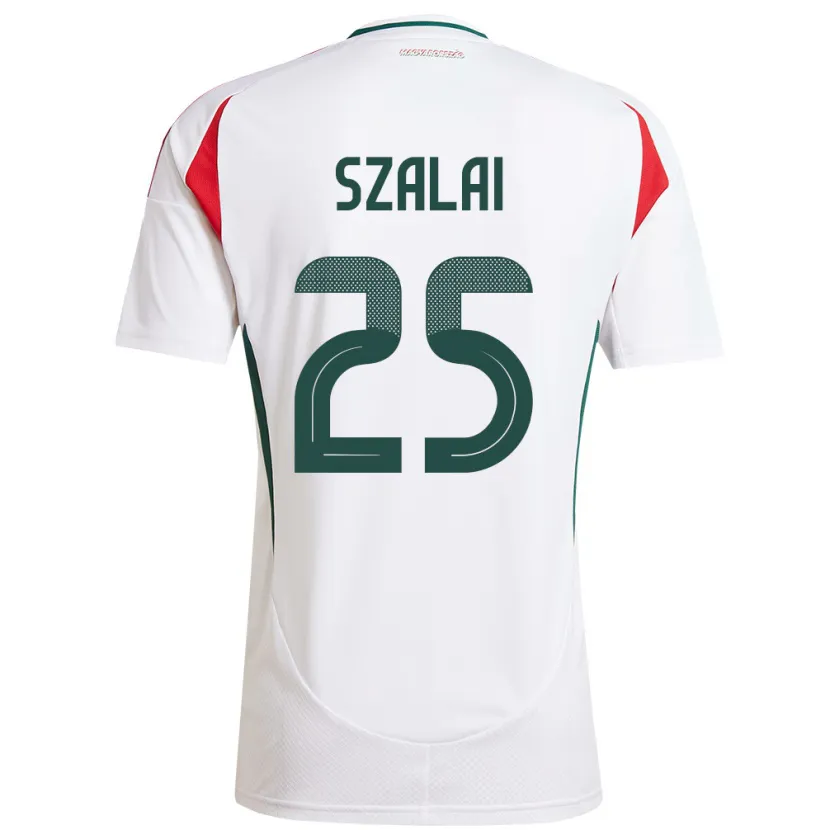 Danxen Heren Hongarije Gábor Szalai #25 Wit Uitshirt Uittenue 24-26 T-Shirt