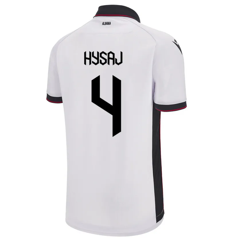 Danxen Heren Albanië Elseid Hysaj #4 Wit Uitshirt Uittenue 24-26 T-Shirt