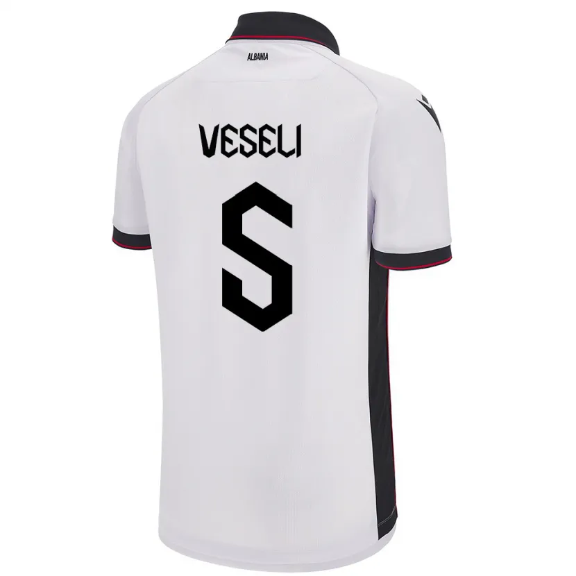 Danxen Heren Albanië Frédéric Veseli #5 Wit Uitshirt Uittenue 24-26 T-Shirt