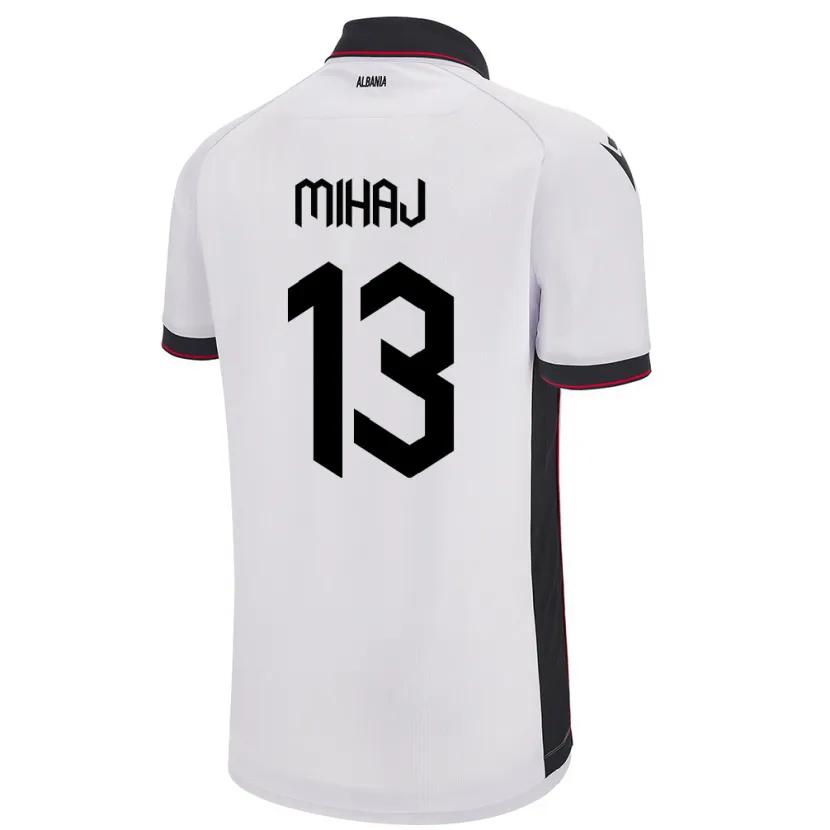 Danxen Heren Albanië Enea Mihaj #13 Wit Uitshirt Uittenue 24-26 T-Shirt