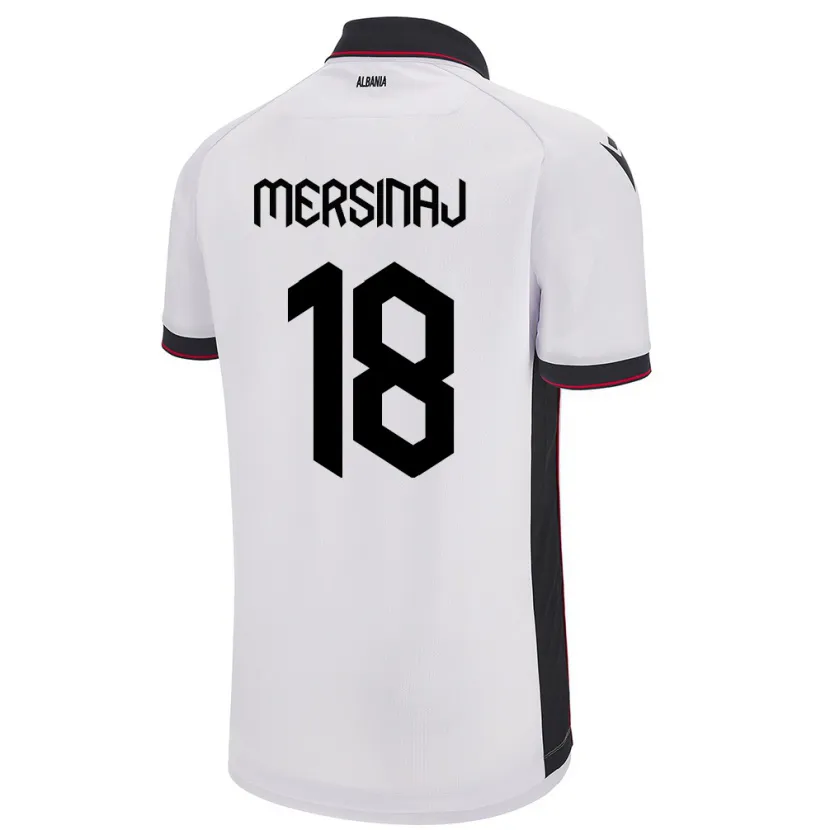 Danxen Heren Albanië Jon Mersinaj #18 Wit Uitshirt Uittenue 24-26 T-Shirt